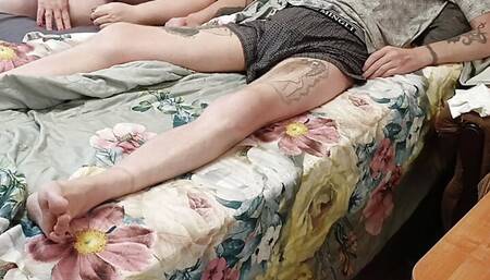 My stepmom with big tits sucks my dick and cum