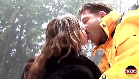 Busty German Woman Adores Fucking Out in the Cold