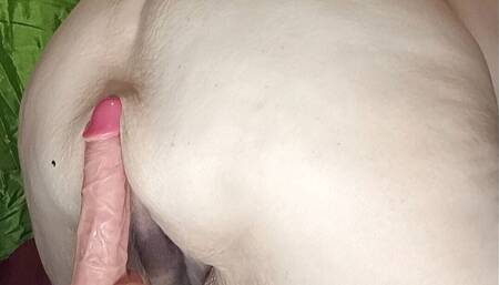 Fat Whore Soaking up the Cum on the Bed He Cums Again in Her Ass with Longest Dickhead