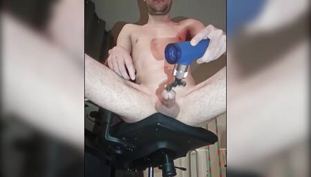 Heavy cum shot with massage gun