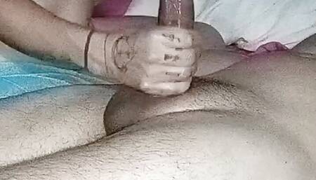 A relaxing handjob before bed makes him very happy