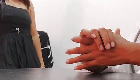 The busty Latina looks for her friend the doctor and invites her to masturbate together at work