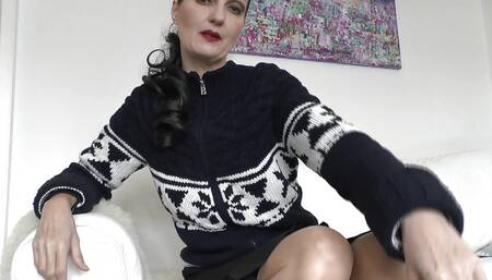 Blow Your Stepmother's Strap-on Cock and Rub Your Cock on the Norwegian Sweater Until You Cum Lady Victoria Valente