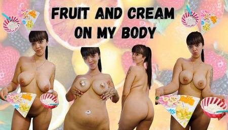Masturbation with fruit and cream
