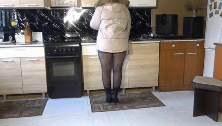 Sexy Woman in Street Jaket and Miniskirt