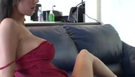 Medium tittied solo teen fondles herself