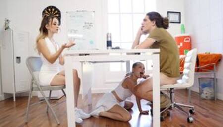 Petite teen Coco Lovelock sucks big cock