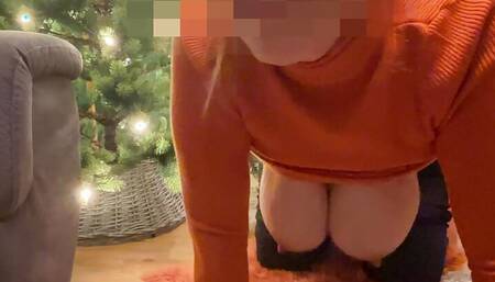 My cuckold wants me to pay the rent with sex. The landlord also fucks me deeply in the ass. My huge tits jiggle. 85E