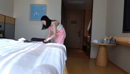 Asian hourly worker gets tickled while working