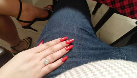 Touched each other in the Restaurant