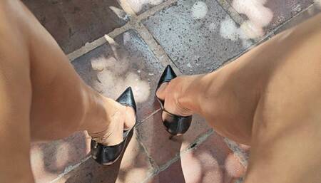 Milah Arches sexiest highly Arched Feet Dangling on Louboutin Heels