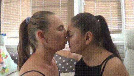 Eskimo hot kissing and put fingers and tongue in nostrils