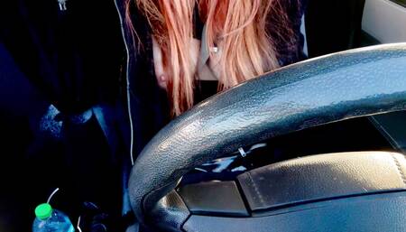 Solo Car Ride With Artemisia Love Driving Around and showing her big horny boobs Long Hair Fetish