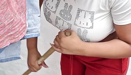 This Venezuelan was tired of sweeping my house and I made her fuck look at her ass so rich and big she has