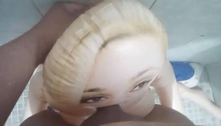 My inflatable doll sucks me in the bathroom very delicious