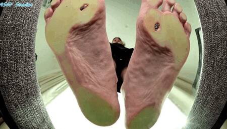 New Model tall latina blonde with BIG FEET! GLASS POV! Part 2- MP4