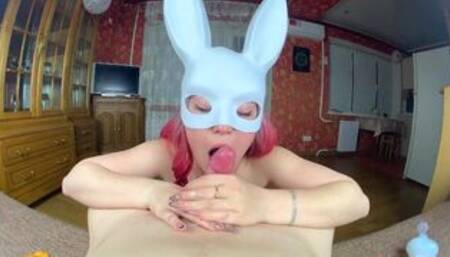 Busty tinder beauty likes to get cum in her mouth after a sloppy cock massage