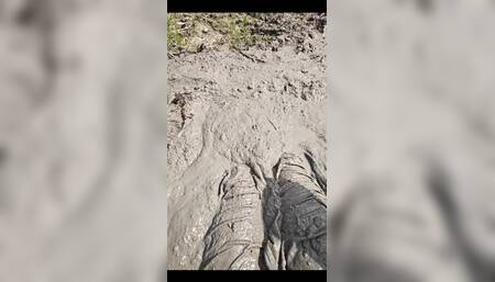 Throwing a Few Large Different Edited Put Together Muddy Adventure Bliss of Me Getting Into the Muddy Lake at a Park. Felt Great