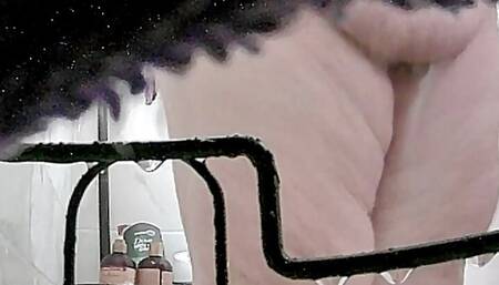 Voyeur Cam Catches Plump BBW Washing Her Rolls