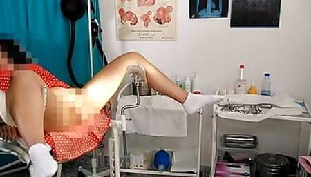 exam woman in the red