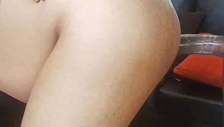 My neighbor puts me on my back and stabs me with his huge, thick black cock, I feel it touch my navel.