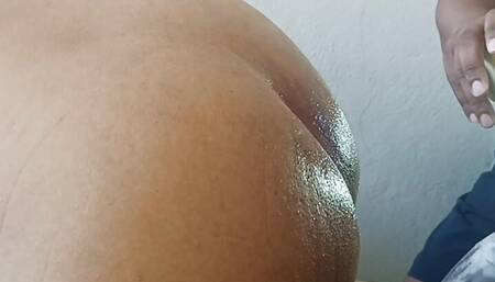 My neighbor puts his huge thick black cock in the corner of the furniture with a pair of boxer butt lifters and he puts it all in me