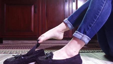 Sit There and Admire My Dirty Hair Filled Slippers as They Dangle off My Perfect Bare Hot Sweaty Feet