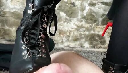 Slave dick gets teased and trodden on - Goth BBW Abby Strange