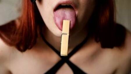 An obedient slave girl obeys the master's orders