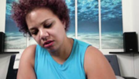 Chubby girl with huge tits loves sucking