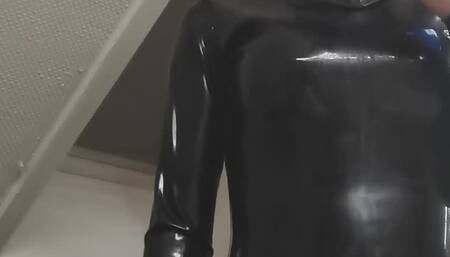 smoking in latex mistress suit