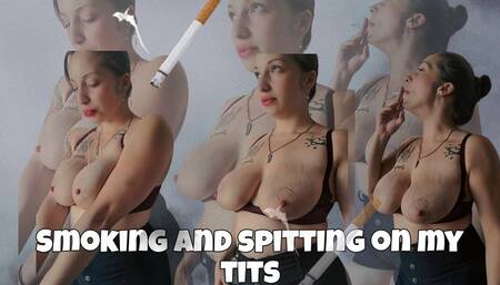Playing with my cigarette while drool runs down my tits