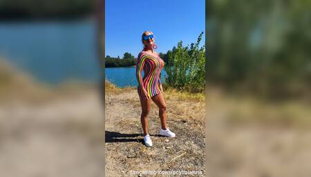 Pussy flashing on the beach