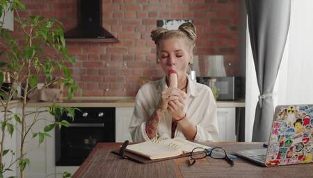 Young Tattooed Teacher Heilynight Shows How to Suck Cock