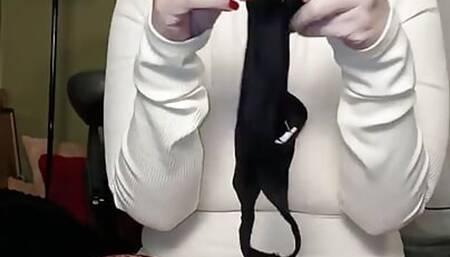 Stuffing a Thong in My Tight Pussy