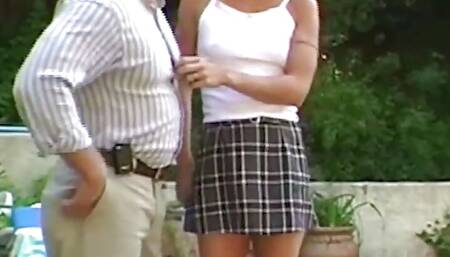 Trinity Mexx Seduces an Old Man with a Big Dick and Gets Her Mouth Full