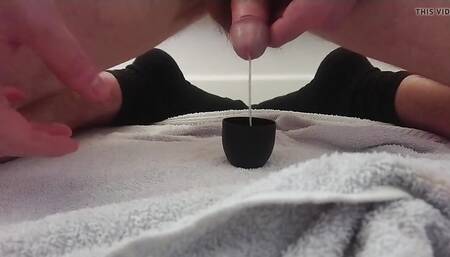 Slow Edging of Soft Uncut Cock with Leaking Cum and Swallow