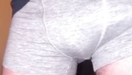 Embarrassed Guy Moaning while Cumming Hands Free in Underwear and Dirty Talking