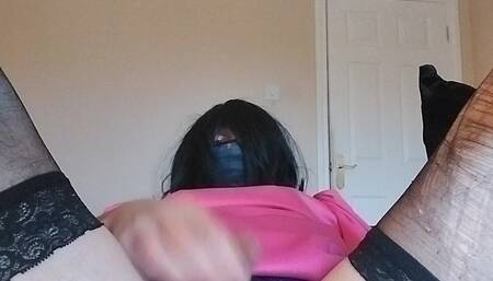 Sissy Princess in Pink, Anal-plugged Cumshot