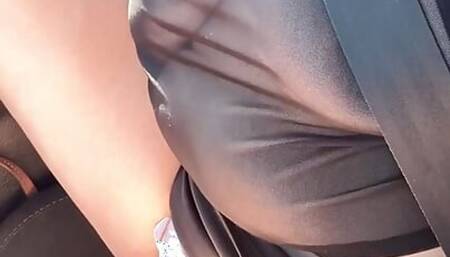 Flashing in Micro Skirt Tatoo Slave and Big Boobs