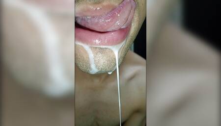 Cum in my mouth, play with your cum, and swallow it, sexy, femboy, trans, gay naughty, tongue, sloopy, six pack, fitness teen