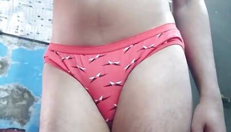 Young Indian Virgin Boy Wearing His Step Sister's Bra and Panty