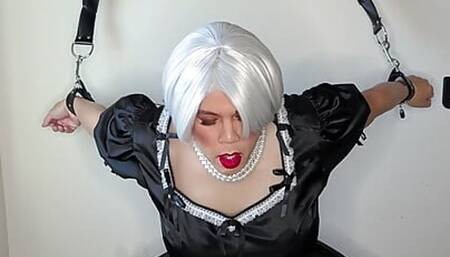 Sissy Maid Gets Dressed, Cuffed and Locked and Rides Her Doll