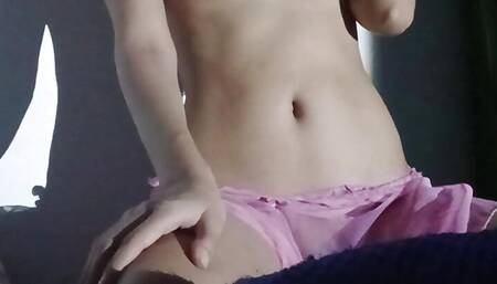 Girl touches her vagina and shows her small tits while being recorded