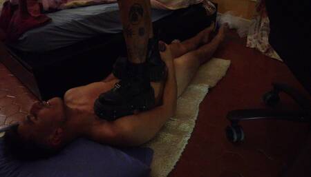 Tattooed Goth - Cbt and Trampling with Huge Boot