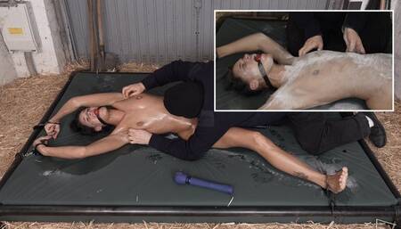 Completely naked powdered oiled, brushed, and tickled ( HD )