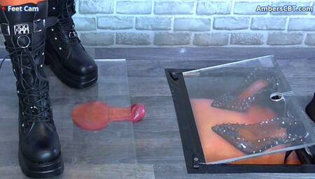 Smashing The Cum From His Balls Under Plexiglass & My Monster Platform Boots - Feet Cam - A122FEET