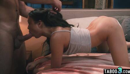 Old prof surprising a petite asian teen