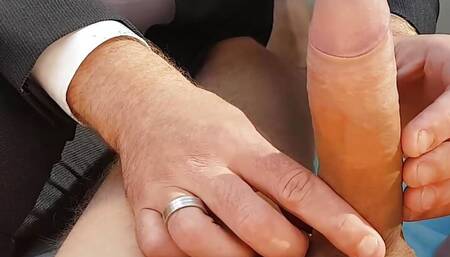 Man in suit - Backyard suck and cum