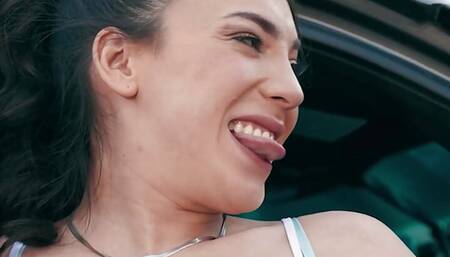 TRANSANGELS - Horny Babe Kasey Kei Hops Into Draven Navarro's Car Then Sucks His Dick As Soon As His Wife Leaves
